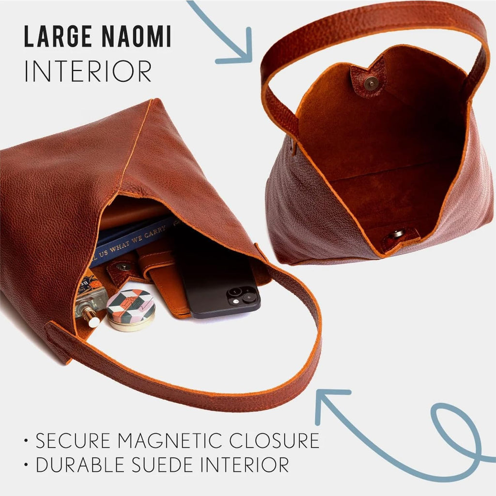 Portland Leather Goods Naomi Shoulder Bag – Handmade Slouchy Bag with Adjustable Crossbody Strap & Secure Magnetic Closure