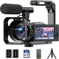 Camcorder Video Camera 5K 56MP - Dual Lens Vlogging Camera for YouTube with Night Vision 16X Digital Zoom 3' 270° Flip Touchscreen, 64GB Card, Microphone, Remote - Video Recorder for Content Creators