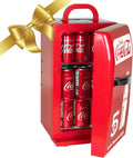 Coca Cola Mini Fridge - 18 Can Refrigerator for Bedroom Office, Portable Table Top Beverage Cooler, 12V 110V Refrigerador For Drink, Soda, Wine, Use In Car, Dorm, Outdoor, Patio