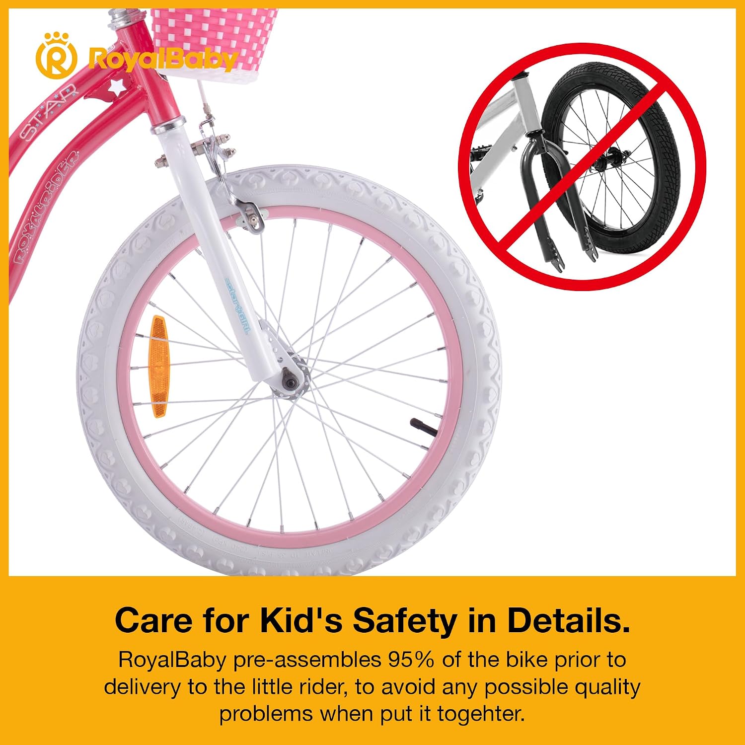 RoyalBaby Girls Bike with Training Wheels, Stargirl Kids Bicycle 12 Inch Toddlers to Big Kids 3-4 Years, Star Pink