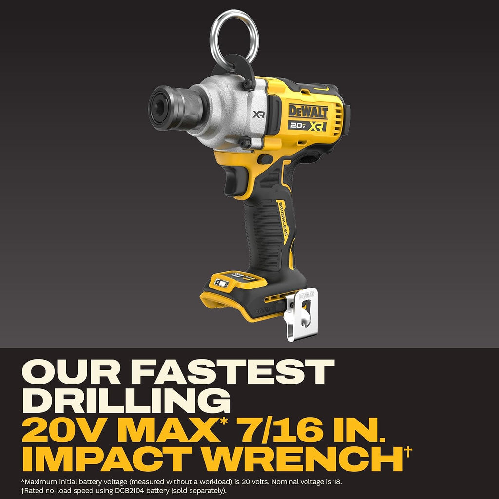 DEWALT 20V MAX XR Impact Wrench Cordless 7/16 inch Brushless Impact Gun, 4-Mode Speed Selection Including Timber Screw, Tool Only (DCF937B)