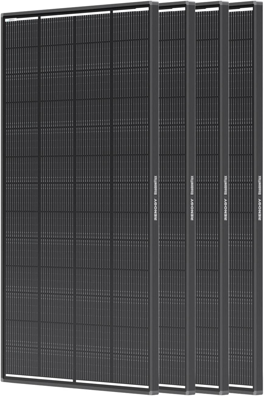 Renogy ShadowFlux Solar Panels, N-Type Anti-Shading Panels for 12V/24V Systems with 25% High-Efficiency PV Modules, 200W 4-Pack ShadowFlux N-Type Panels