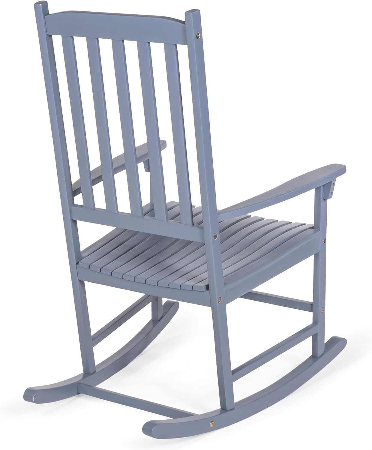 JONATHAN Y RCK300F Seagrove Farmhouse Classic Slat-Back 350-LBS Support Acacia Wood Outdoor Rocking Chair Traditional, Coastal, Cottage, Vintage, Shabby Chic, Cashmere Blue