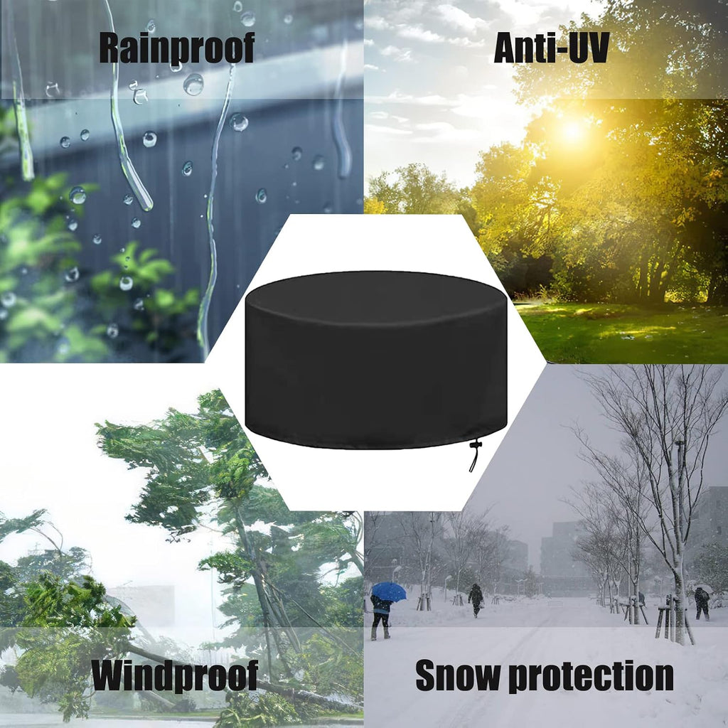 Garden Table Cover Heavy Duty 112' D x 47' H, Round Outdoor Dining Table Chair Set Covers, 100% Waterproof Outdoor Couch Cover, Large Outdoor Stacking Chairs Cover (285x120cm)
