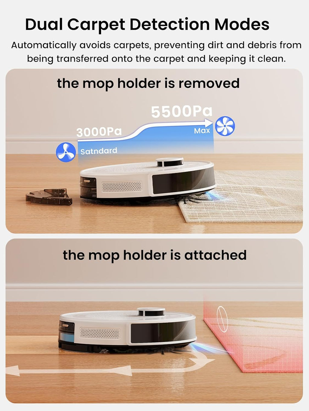 Lefant LiDAR Robot Vacuum and Mop, 90-Day Self-Emptying, 190° PSD Obstacle Avoidance, Customized Cleaning, Multi-Floor Mapping, 5500Pa Strong Suction, 140 Min Runtime, WiFi/Alexa/APP/iWatch, M2 Pro