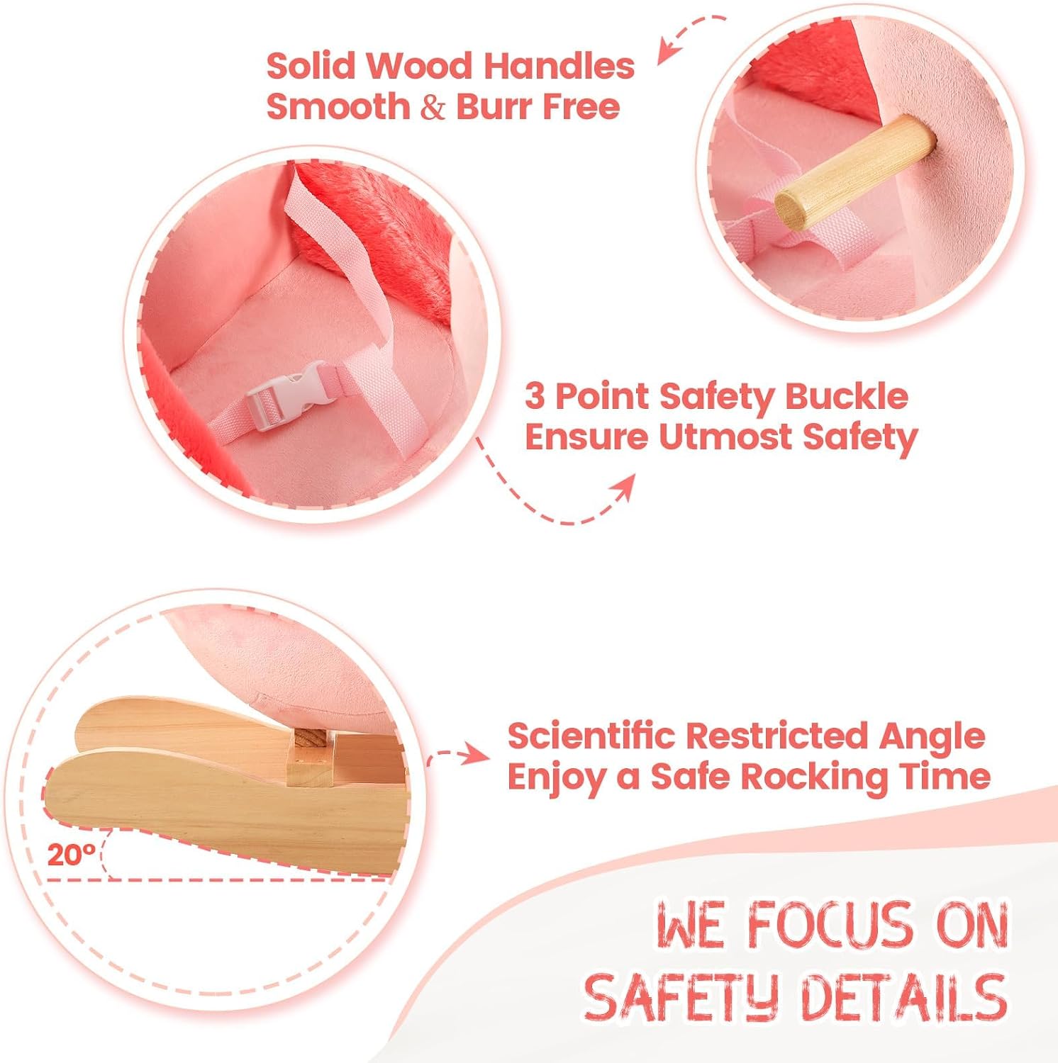 FUNLIO Flamingo Baby Rocking Horse for Toddlers 6 Months to 3 Years, Cute & Graceful Pink Swan Rocker for Baby Girl, Stuffed Plush Ride-on Rocking Animal, Easy to Assemble, CPC & CE Certified