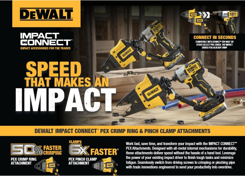 DEWALT IMPACT CONNECT PEX Pinch Clamp Attachment for Impact Driver, Plumbing Tool (DWAPXPIR)