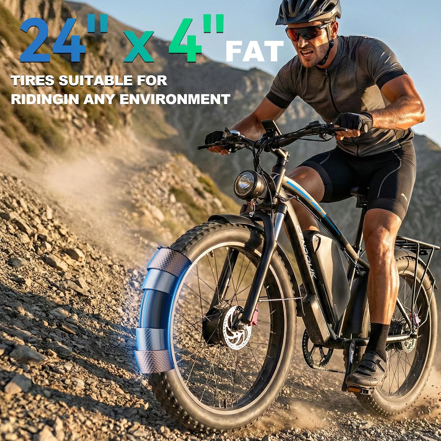 47MPH Ebike for Adults | 9000W Peak Dual Motor Ebike |58V Max-Output 36AH Battery | 24' Fat Tire Bike | 7 Speed LCD Display | Front Suspension | Travel | Off Road