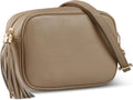 Italian Calf Leather Crossbody Bag for Women with Tassel Zipper | Small Camera Purse Shoulder Handbag Pocketbook