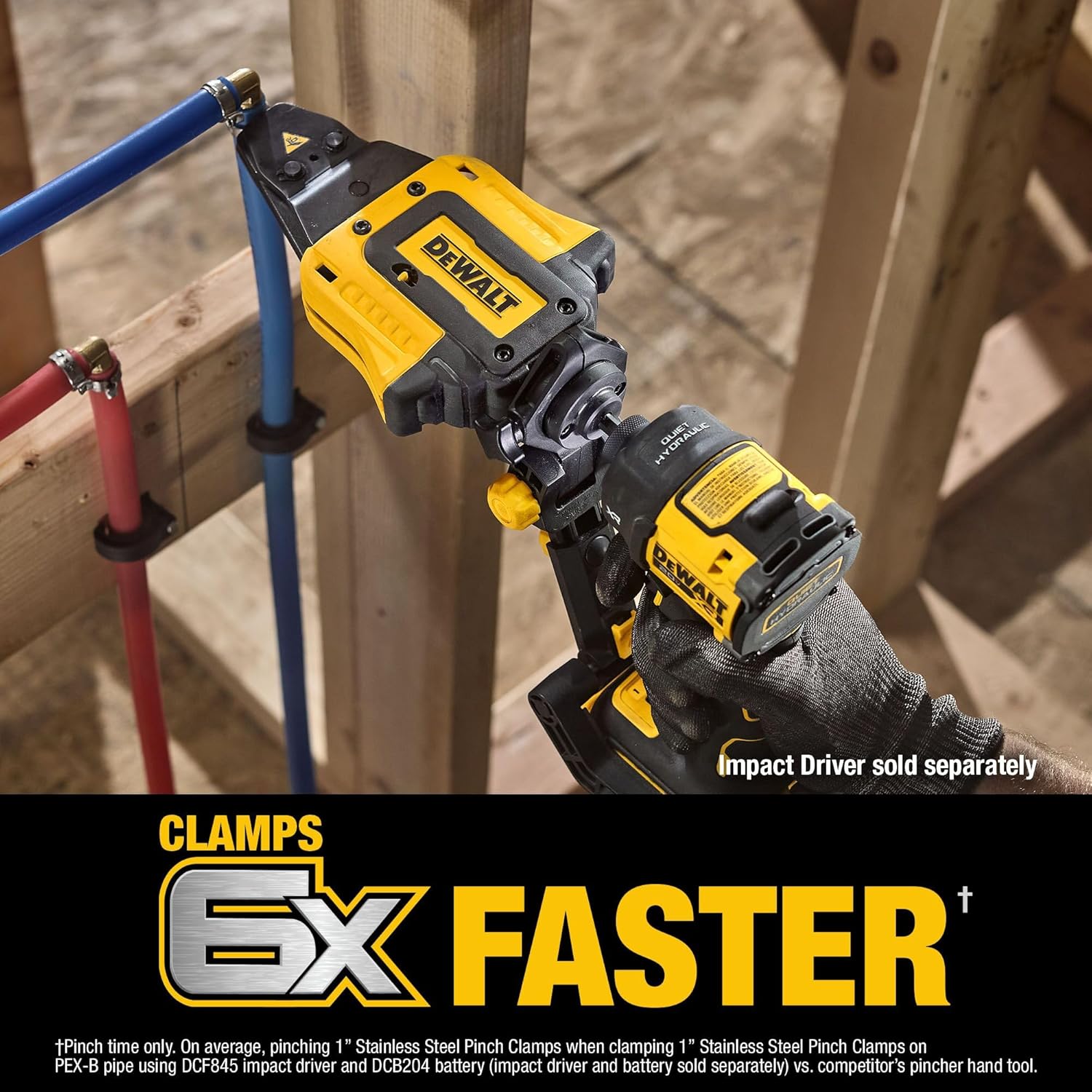 DEWALT IMPACT CONNECT PEX Pinch Clamp Attachment for Impact Driver, Plumbing Tool (DWAPXPIR)