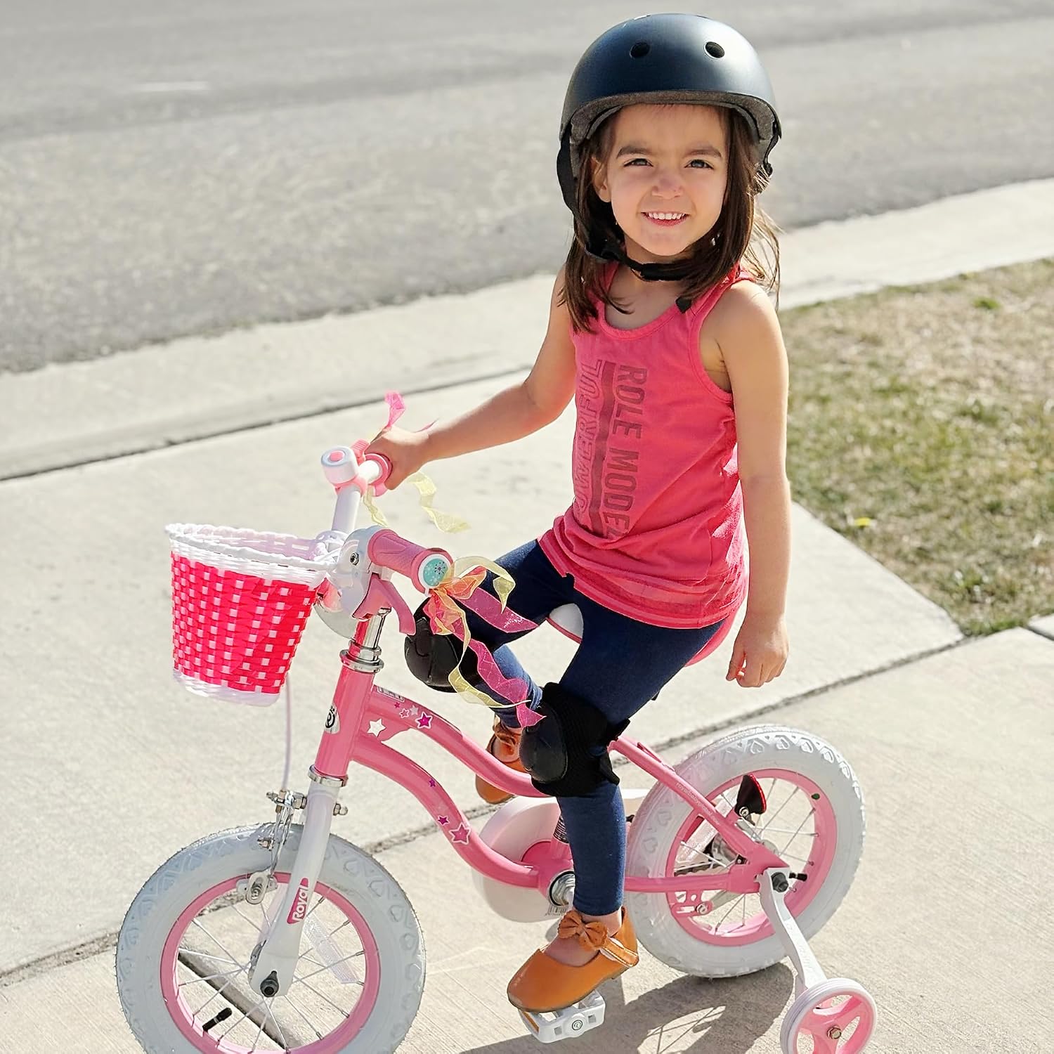 RoyalBaby Girls Bike with Training Wheels, Stargirl Kids Bicycle 12 Inch Toddlers to Big Kids 3-4 Years, Coral Red