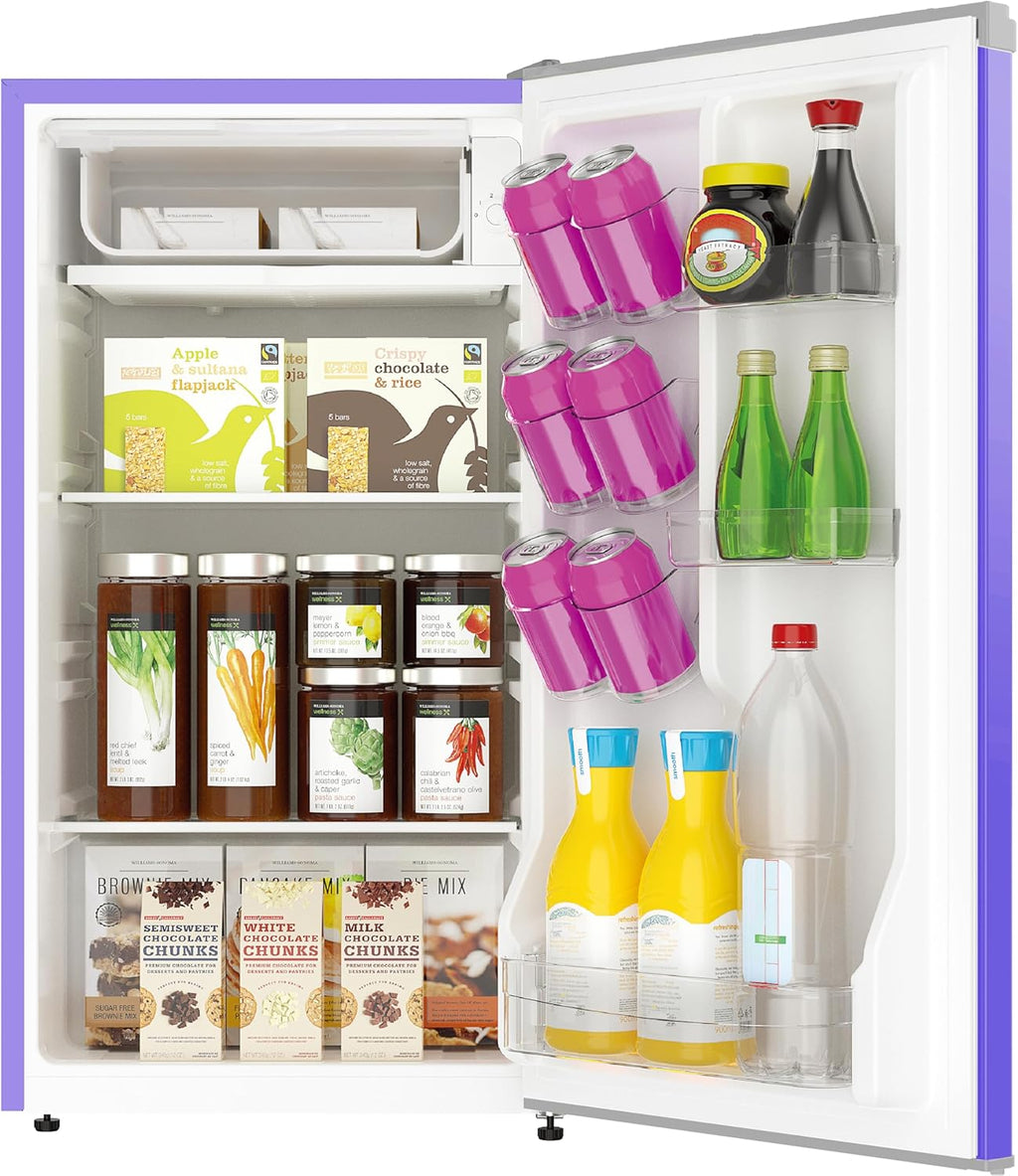 ARCTIC CHEF Mini Refrigerator-Freezer Compartment-Adjustable Thermostat Control-Reversible Doors-Ideal for Dorm, Office, RV, Garage, Apartment-PURPLE, 3.2 CU.FT