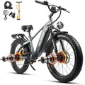 Wildeway 2600W Dual Motor Electric Bike for Adults 48V 30AH Removable Battery 32MPH 26' Terrain Fat Tire 80 Miles Long Rang Mountain Bike Full Suspension with Hydraulic Disc Brake Bicycle