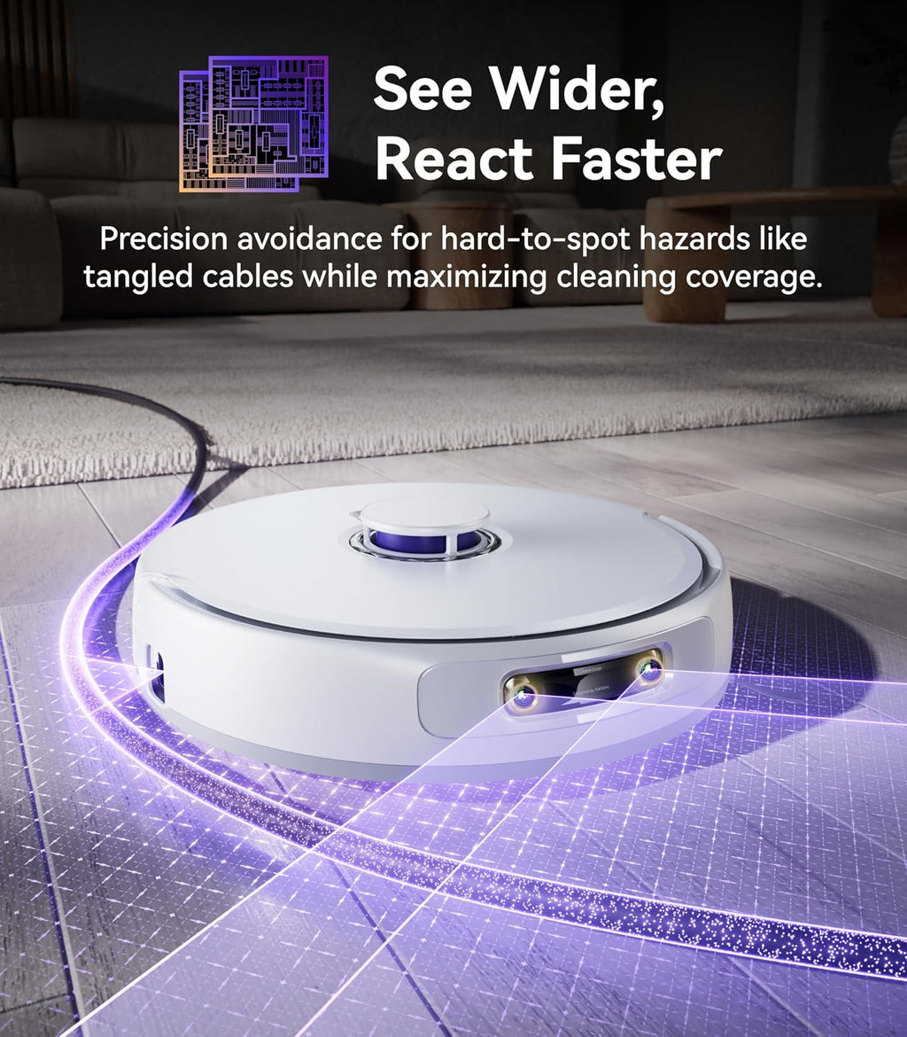 NARWAL Freo Z Ultra Robot Vacuum and Mop Combo, Dual RGB Cameras and Chips, AI Avoidance, 12000Pa Suction, Real-Time Decisions, Adaptive Hot-Water Self Wash & Self Emptying,Quiet, White (Renewed)