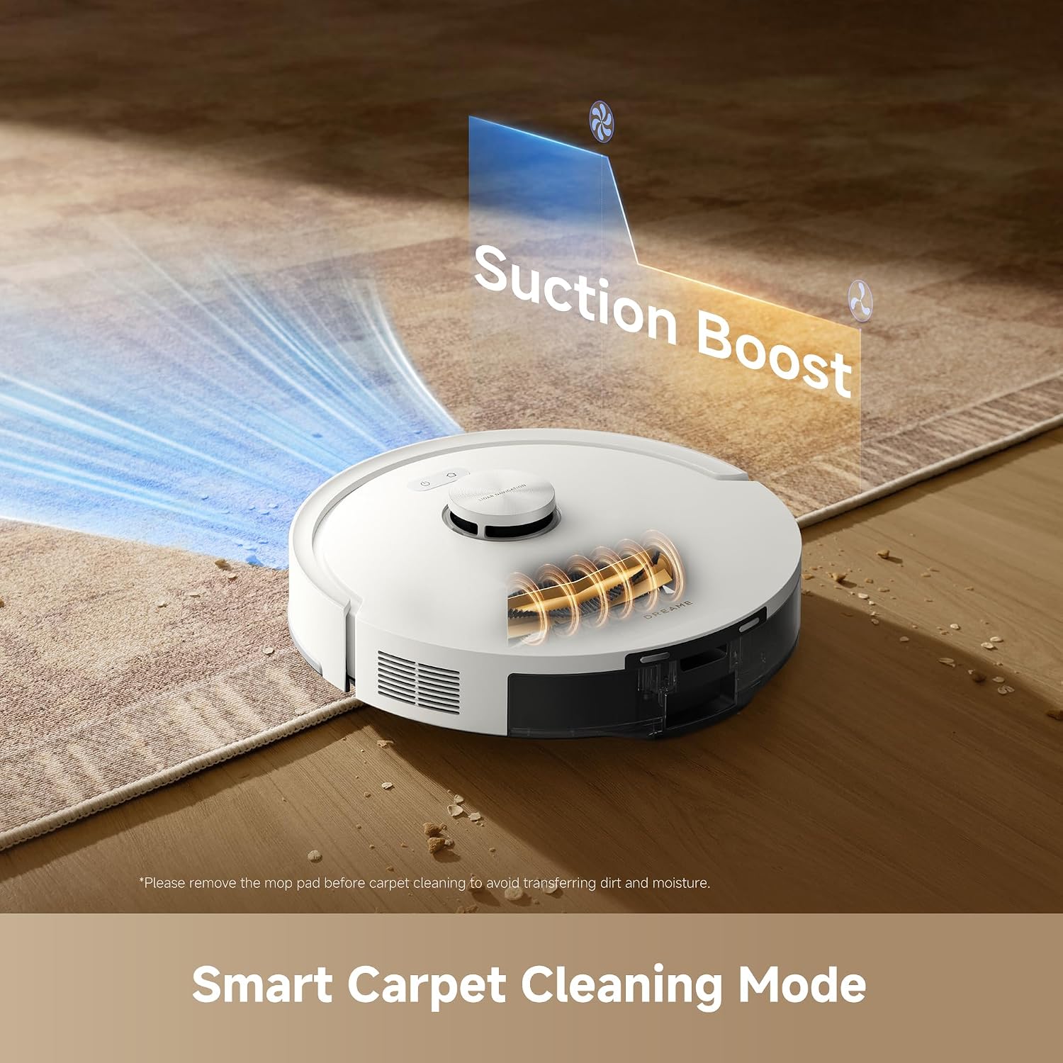 DREAME D20 Air Plus Robot Vac and Mop Combo with 20,000Pa Suction, Anti-Tangling Tech, Auto-Emptying Dock, Deep Carpet Cleaning and Smart Navigation White