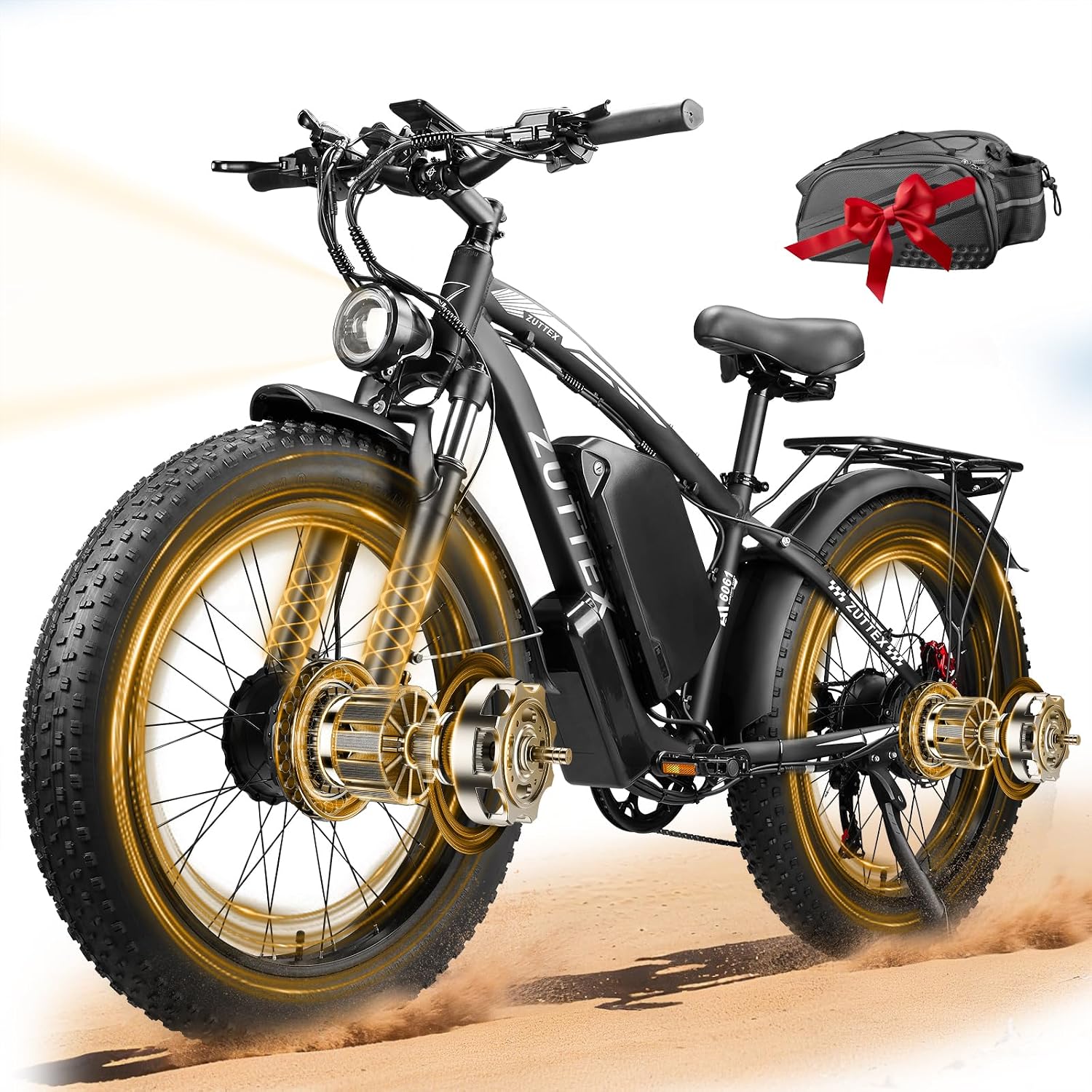 47MPH Ebike for Adults | 9000W Peak Dual Motor Ebike |58V Max-Output 36AH Battery | 24' Fat Tire Bike | 7 Speed LCD Display | Front Suspension | Travel | Off Road