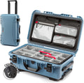 NANUK 935 Hard Case with Padded Divider – Waterproof Equipment Case with Wheels, 22' x 14' x 9' – Dustproof and Impact Resistant, Airline Carry-On Approved – Cyan