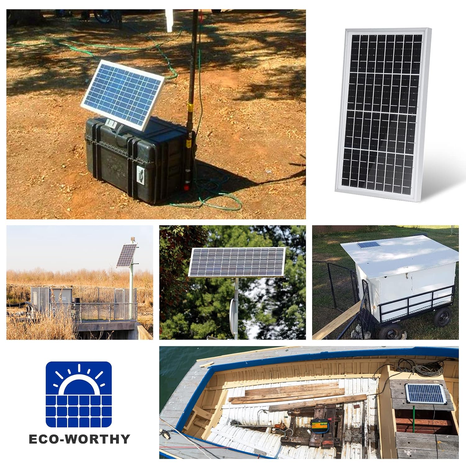 ECO-WORTHY 10W Solar Panel Battery Charger Portable for Charging 12V Battery or Vehicle Gate Opener,Electrical Fence Chicken Coop Lawn Tractor Boat (Pack of 4)