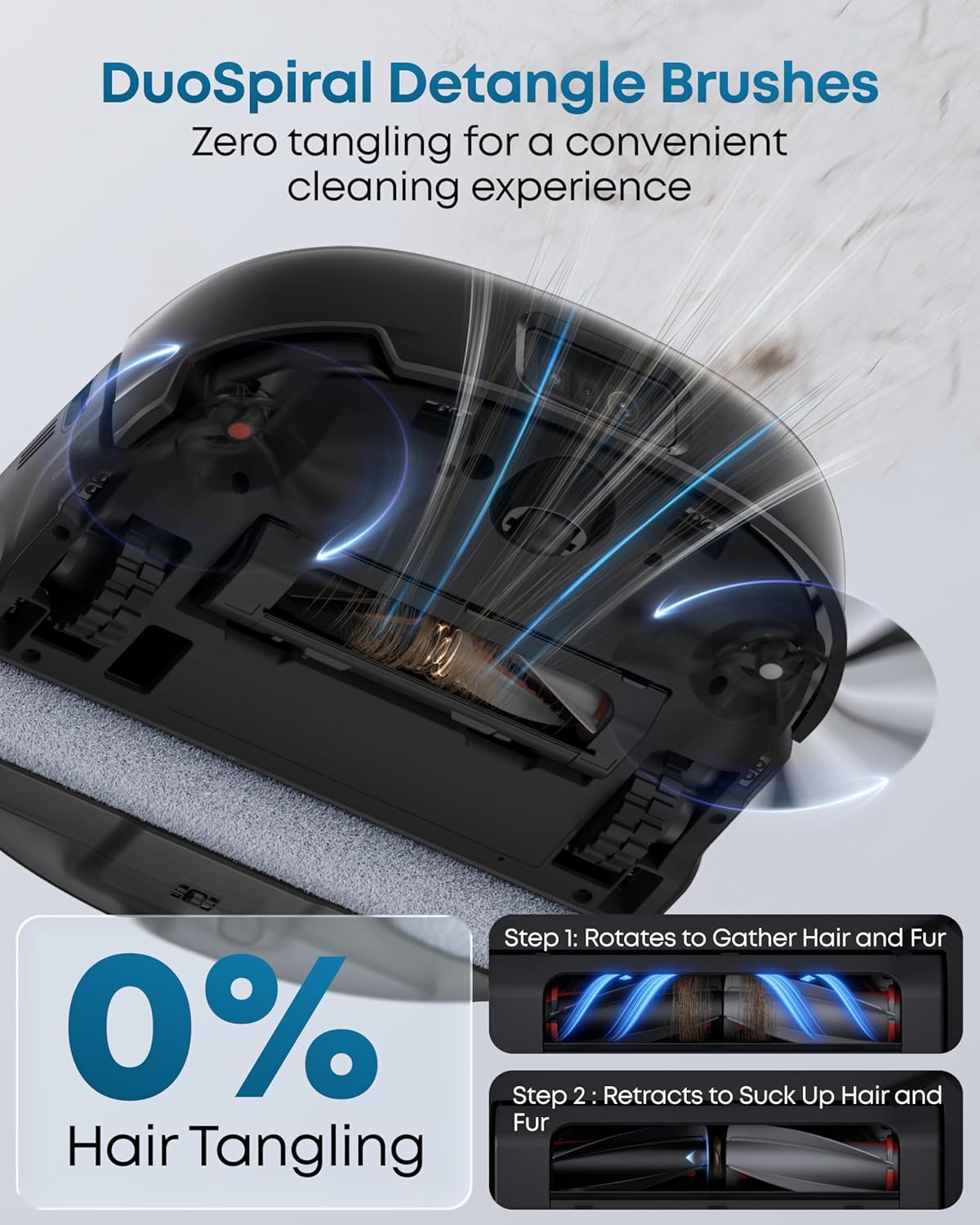 eufy Robot Vacuum E25, 20,000 Pa Suction,HydroJet Always-Clean Roller Mop, All-in-One Robot Vacuum and Mop Combo, Edge-to-Corner Cleaning, Zero-Tangle Design, AI Obstacle Avoidance (Upgraded)