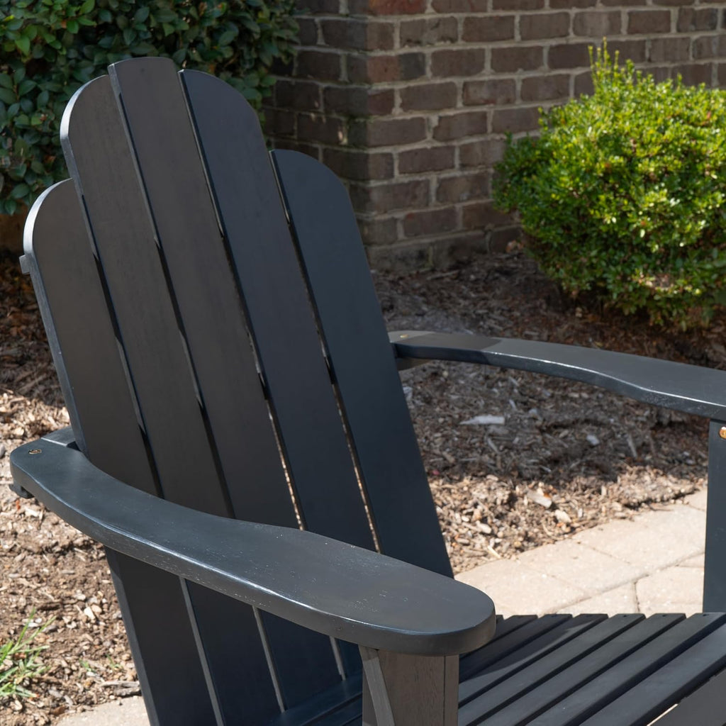 Linon Jayce Black Solid Wood Adirondack Two Piece Chair and Side Table Set