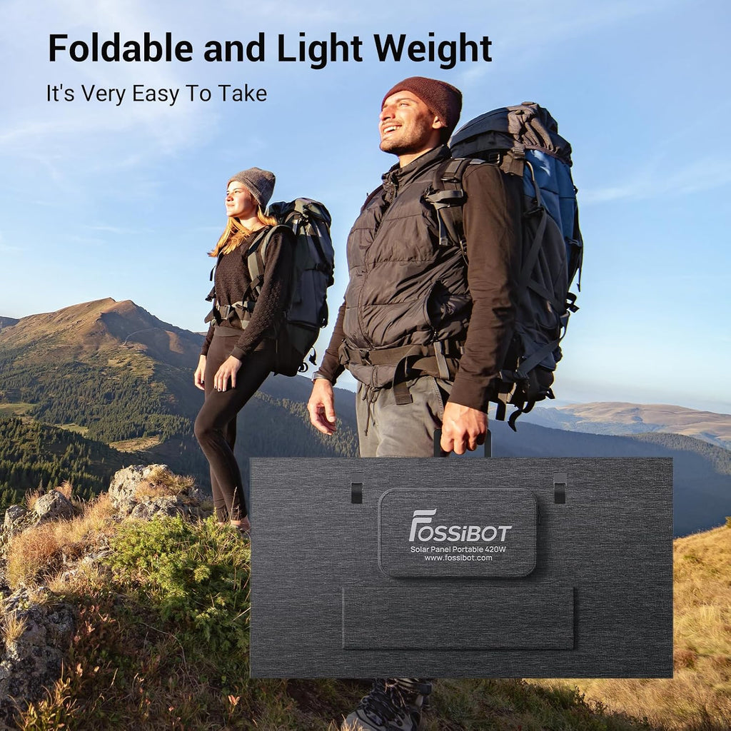 FOSSiBOT SP420W Portable Solar Panel, 420W High Power Solar Charger with 23.5% Efficiency, IP67 Waterproof Foldable Solar Panel, MC4 Connector for F2400/F3600 Power Station, RV, Van Life, Off-Grid