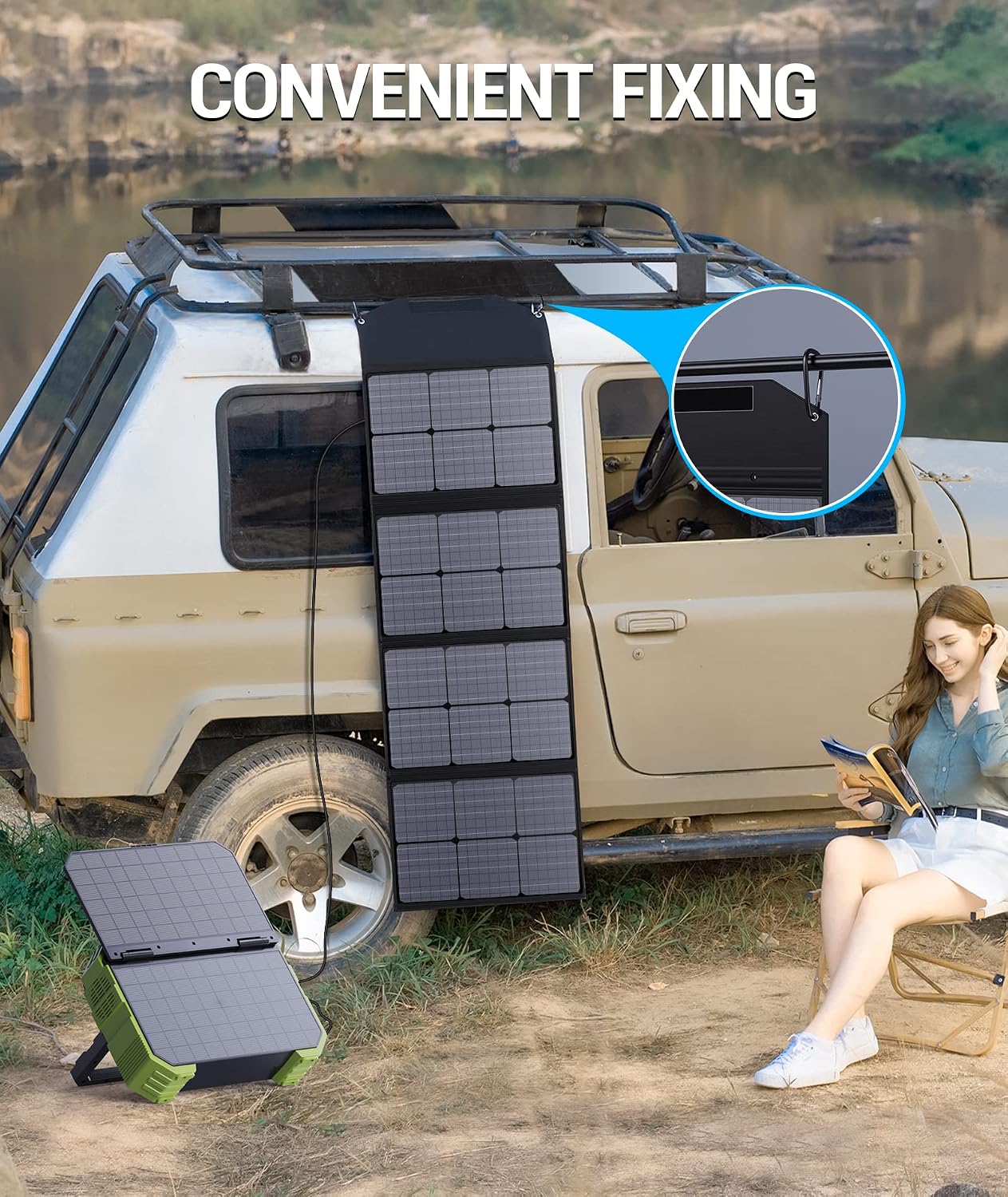 BLAVOR 120W Portable Solar Panel PD45W QC3.0 Fast Solar Charger DC18V 6.67A USB A&C Output Compatible with Power Stations, Solar Generators, Phones, Tablets, for RV Camping, Off-Grid Road Trips