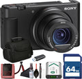 Sony ZV-1 Digital Vlogging Camera Black (DCZV1/B) – 20.1 MP 1' Sensor, 24–70 mm ZEISS Lens, 4K HDR Video, Flip Screen w/ 64GB Card, Deluxe Soft Bag, Flex Tripod, Memory Card Wallet, Cleaning Kit
