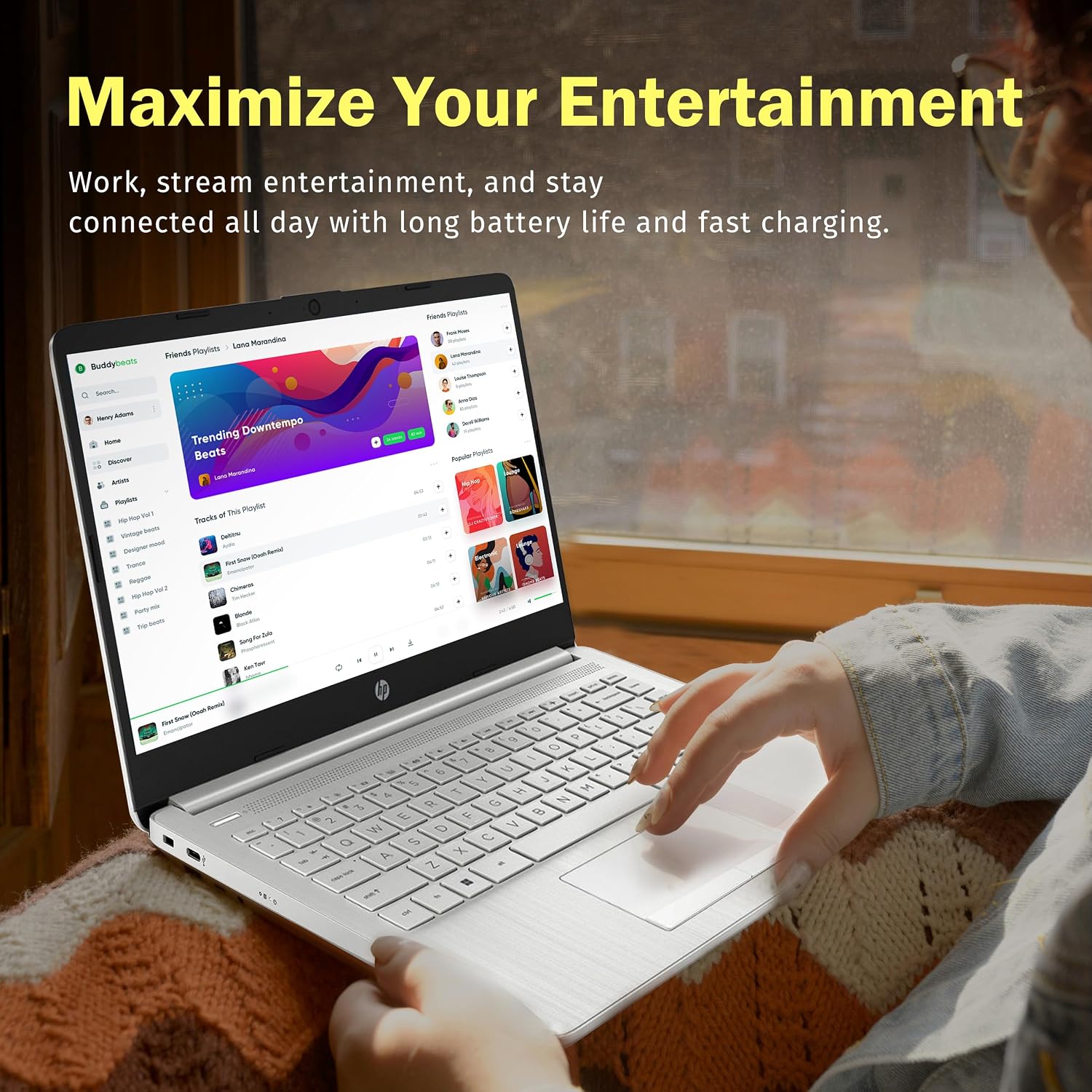 HP Stream 14' HD Lightweight Laptop, Intel Celeron N4120, 16GB RAM, 224GB Storage(64GB eMMC + 160GB Docking Station), Intel UHD Graphics, HD Webcam, 1 Year Office 365, WiFi, Bluetooth, Win 11s, Silver