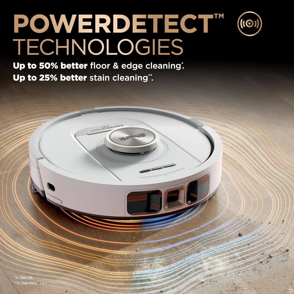 Shark Robot Vacuum & Mop Combo, PowerDetect NeverTouch Pro, Self-Emptying, Self-Refill with Self-Clean Pad Wash & Dry, 60-Day Debris Capacity, 30-Day Refill Tank, 5 Technologies, White, AV2810ZEWH