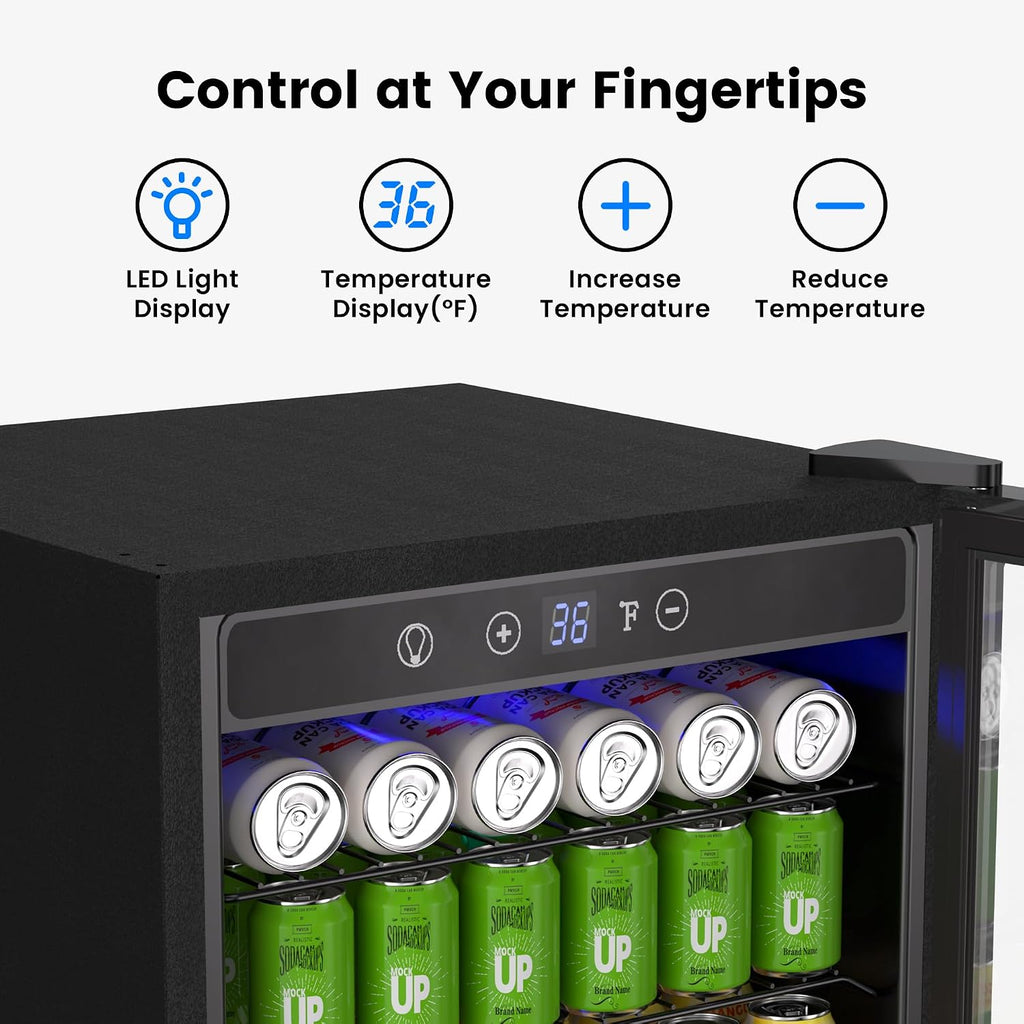 Feelfunn 145 Can Beverage Refrigerator Cooler - 4.5 Cu.Ft Mini Fridge Glass Door, Soda Wine Beer Drink Fridge, Small Refrigerator for Bedroom Office Home Bar Dorm, Digital Temperature Control, Silver