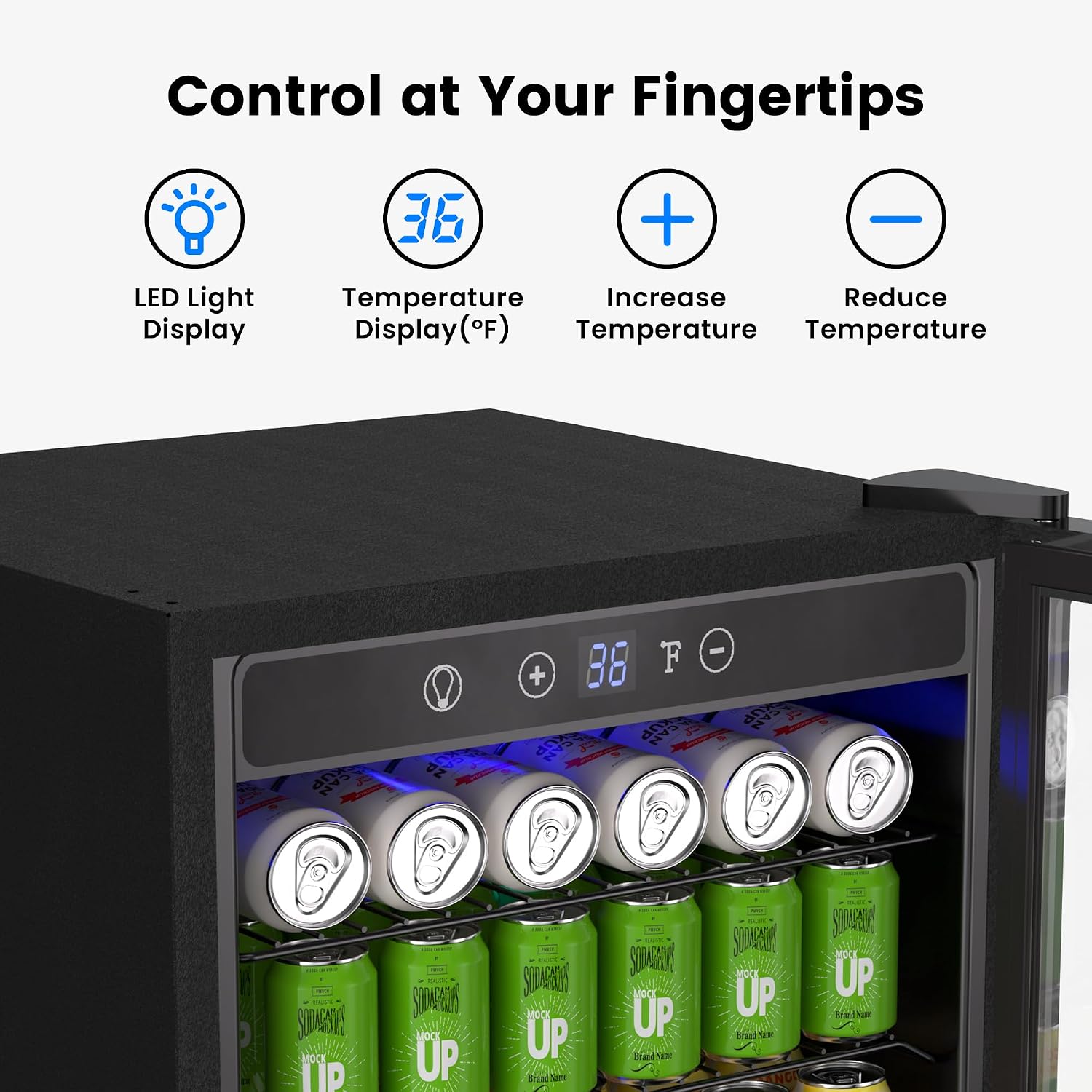 Feelfunn 145 Can Beverage Refrigerator Cooler - 4.5 Cu.Ft Mini Fridge Glass Door, Soda Wine Beer Drink Fridge, Small Refrigerator for Bedroom Office Home Bar Dorm, Digital Temperature Control, Silver