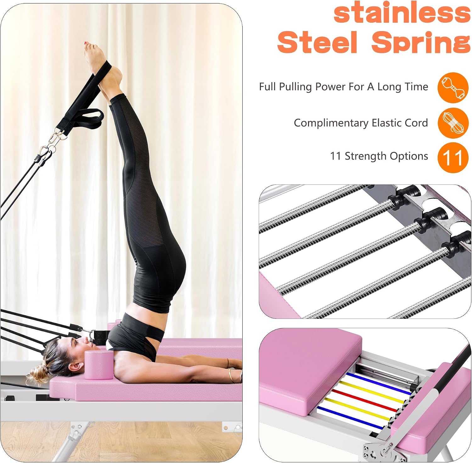 sogesfurniture Foldable Pilates Reformer for Home Gym, Pilates Machine with Dual Resistance Suitable for Advanced and Beginners, Adjustable Pilates Fitness Workout Equipment for Full Body Training