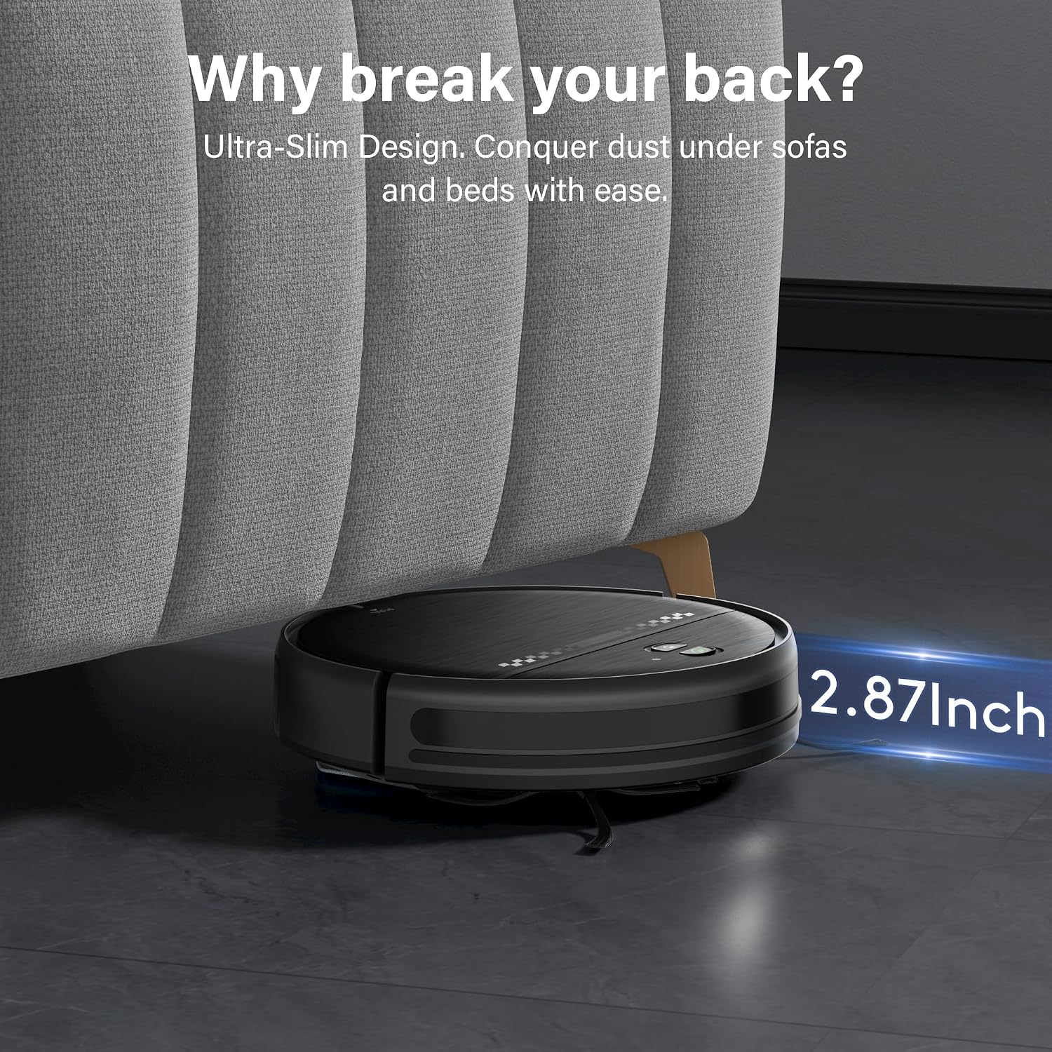 Robot Vacuum and Mop for Pet Hair, 2-in-1 Robot Vacuum Cleaner for Hard Floors&Carpets with 2.87'' Slim Design, Wi-Fi/App/Voice Control, 3D Obstacle Avoidance & Self-Charging