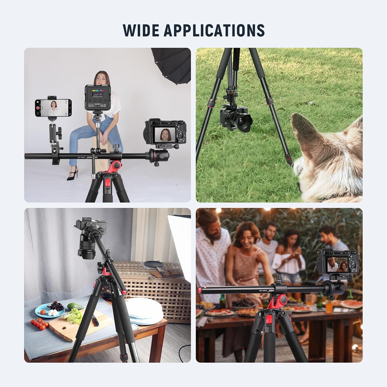 NEEWER 79 inch Camera Tripod Monopod with Center Column and Ball Head Aluminum, Arca Type QR Plate, Bag, Horizontal Tripod Overhead Camera Mount for DSLR Camera, Video Camcorder, Max Load: 33lb