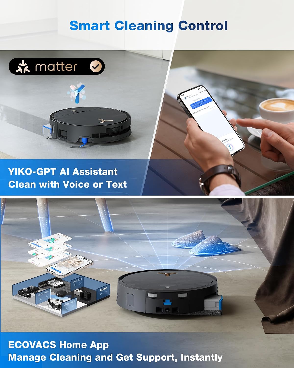 ECOVACS DEEBOT X9 PRO Omni Robot Vacuum and Mop, 16,600Pa Suction, OZMO Roller Self-Washing Mop, ZeroTangle 3.0, Triple Lift System, AI Navigation, Hands-Free Station