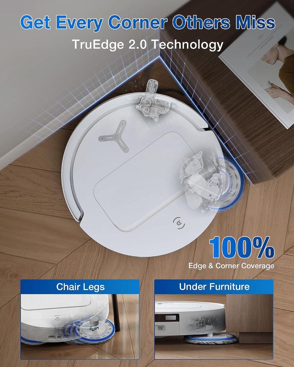 ECOVACS DEEBOT T50 PRO Omni Robot Vacuum and Mop, 3.19' Ultra-Slim, 15,000Pa Suction, ZeroTangle 2.0, TruEdge Edge Cleaning, AIVI 3D Obstacle Avoidance, Auto Mop Wash & Dry, Self-Emptying,White