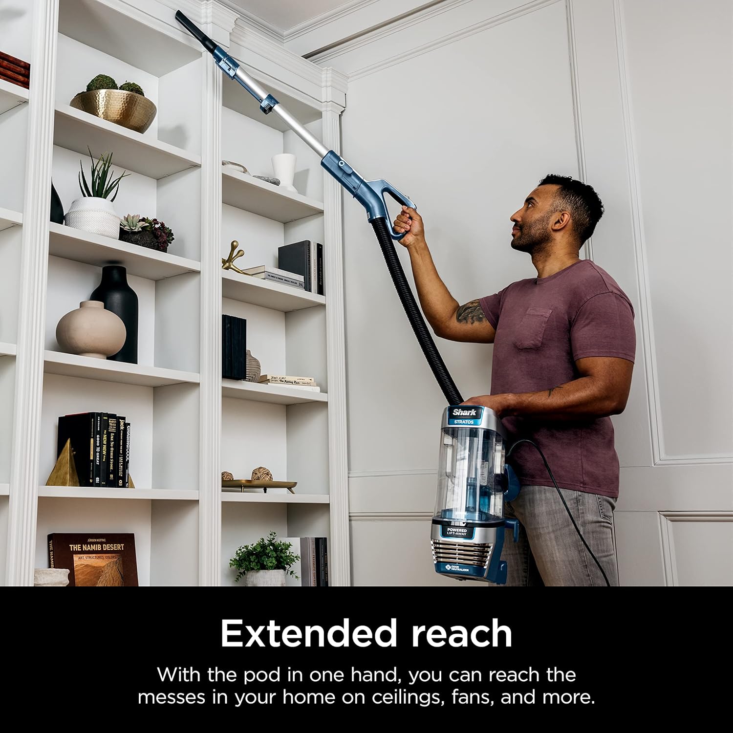 Shark AZ3002 Stratos Upright Vacuum with DuoClean PowerFins, HairPro, Powered Lift-Away, Self-Cleaning Brushroll, & Odor Neutralizer Technology, Navy (Renewed)
