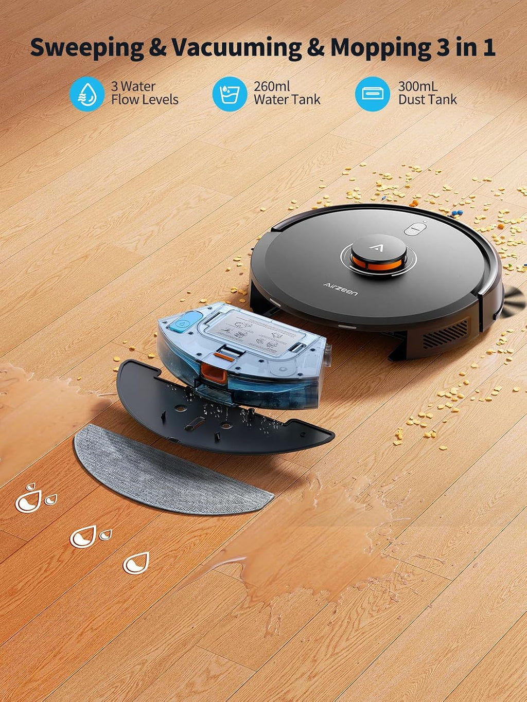 Robot Vacuum and Mop, 5000Pa Suction Self-Emptying Robot Vacuum Cleaner, Laser Navigator with Smart Mapping Robotic Vacuums, Schedule,150Mins Runtime, App Alexa Control for Carpet/Pet Hair,Q10 pro