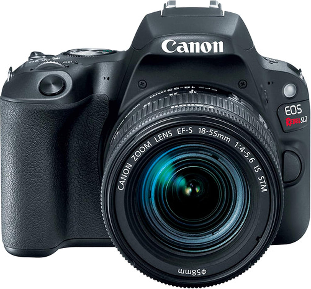 Canon EOS Rebel SL2 DSLR Camera with 18-55mm f/3.5-5.6 STM Zoom Lens + 32GB Card, Tripod, Case, and More (18pc Bundle) (Renewed)