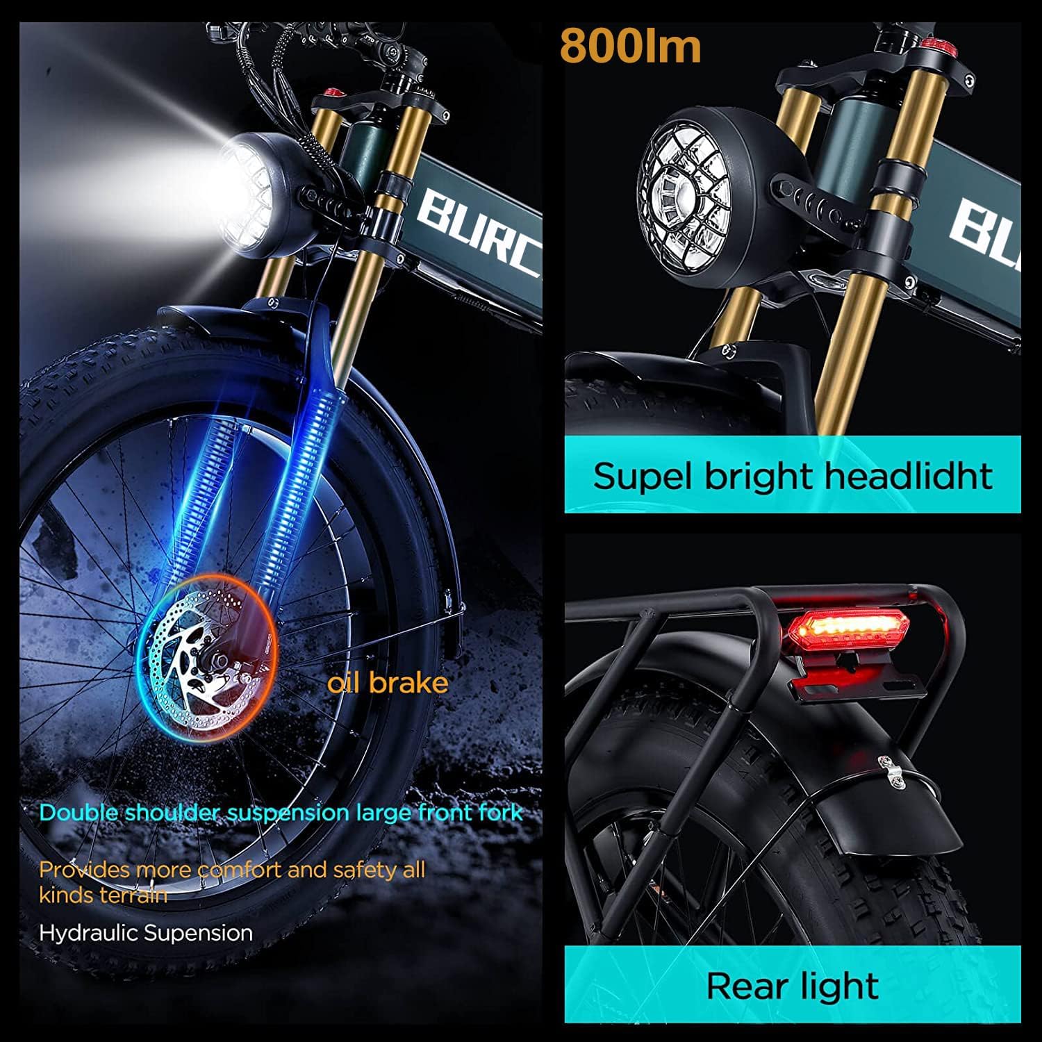 DAMSON Electric Bike for Adults Dual Motor AWD 5000W/3000W/1500W Peak 40MPH/30MPH Dirt Ebike, 52V/48V Max-Output Up to 65/80/120/160 Miles Long Range, 26' Full Suspension Fat Tire Mountains Bicycle