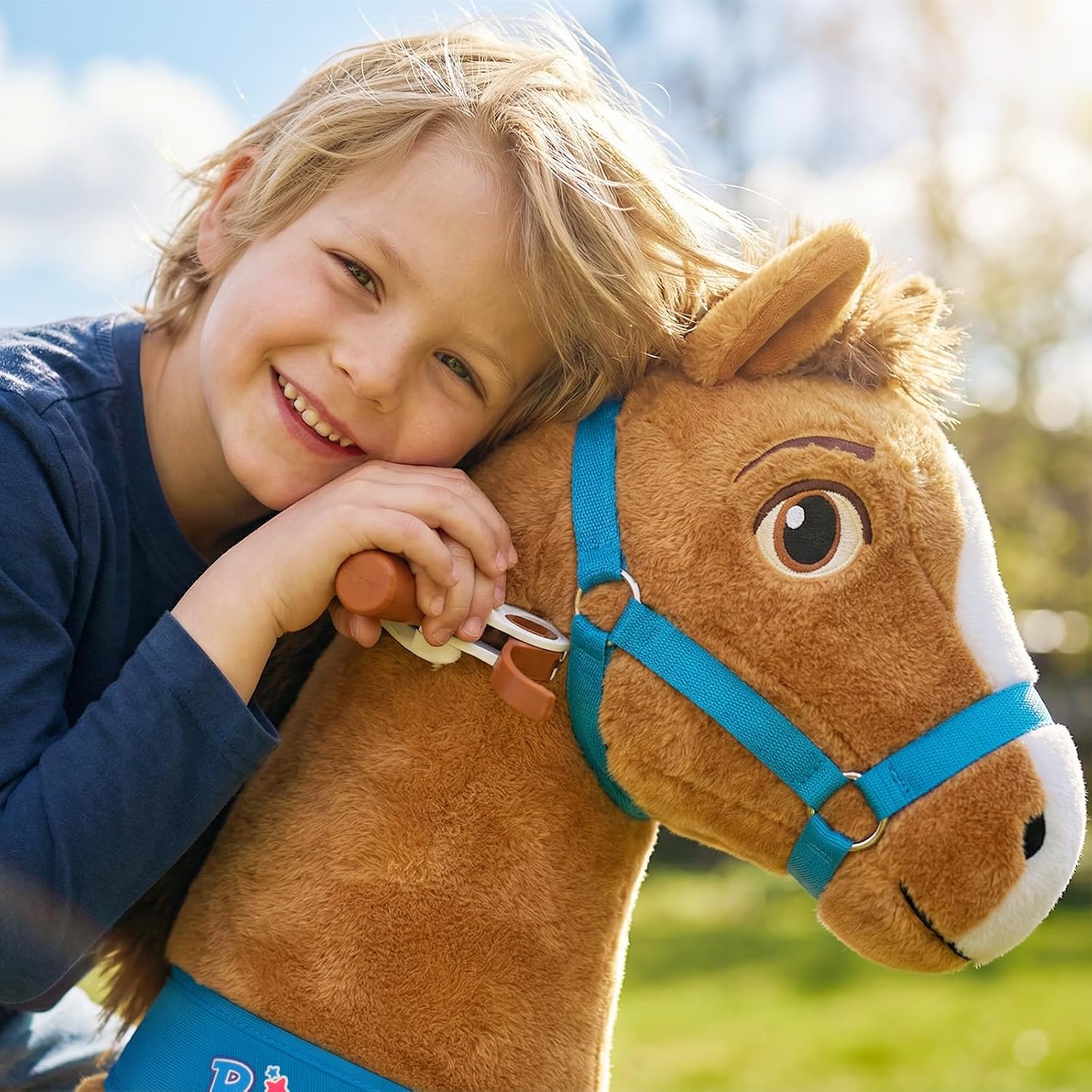 PonyCycle Ride on Horse Toys for Kids Riding Brown Horse Rocking Horse No Battery Required (with Brake/ 35.4' Height/Size 4) Ride-on Pony Giddy up Walking Mechanical Pony E437