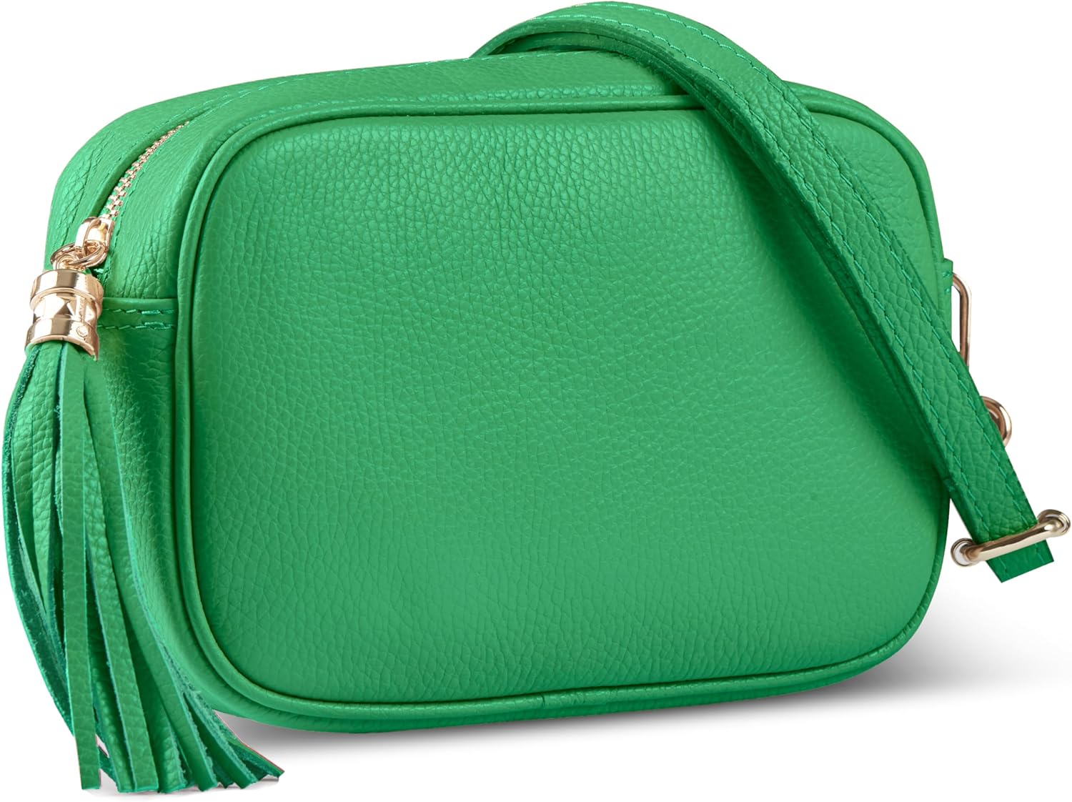 Italian Calf Leather Crossbody Bag for Women with Tassel Zipper | Small Camera Purse Shoulder Handbag Pocketbook