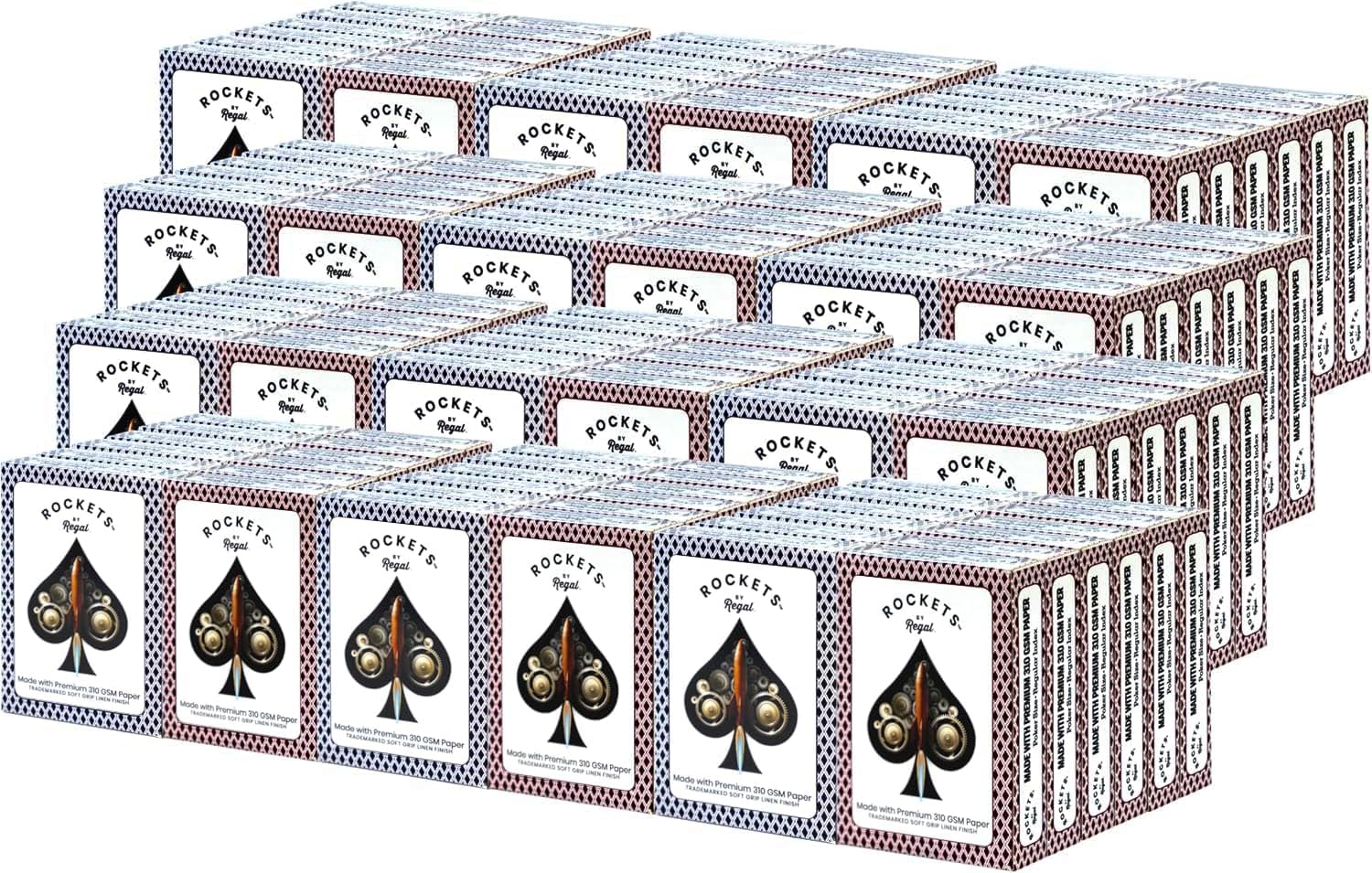 Regal Games [144 Decks] Rockets Bulk Playing Cards Set for Adults & Professionals - 310 GSM Linen Finish - Poker Cards for Blackjack, Euchre, Canasta - Casino Grade, Travel & Game Night Cards