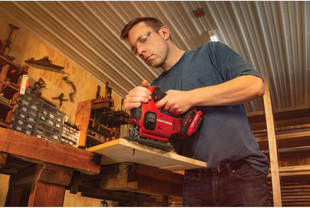 CRAFTSMAN V20 Cordless Jig Saw Kit, 3 Orbital Settings, Up to 2,500 SPM, Battery and Charger Included (CMCS600D1)