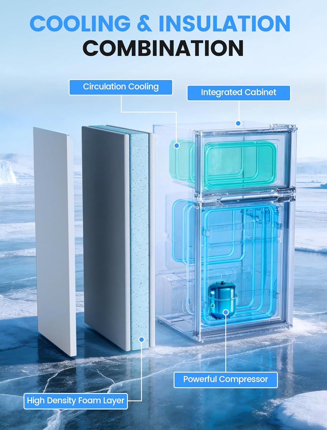 COWSAR 2.5 Cu.Ft Dorm Fridge with Freezer, Double Reversible Door Compact Refrigerator with 2 Removable Shelves, Commercial Drink Fridge for Bedroom, Office, Kitchen, Dorm, White