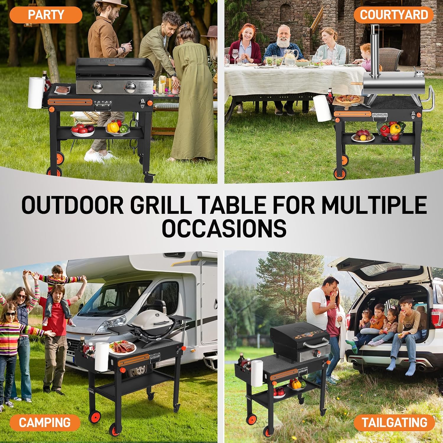 Grill Cart for Blackstone Griddle, Sturdy Grill Table, Blackstone Stand for 22 inch with Caddy, Blackstones Griddle Table with Wheels, Griddles Table Ninja Grill Stand for Tailgating, Camping