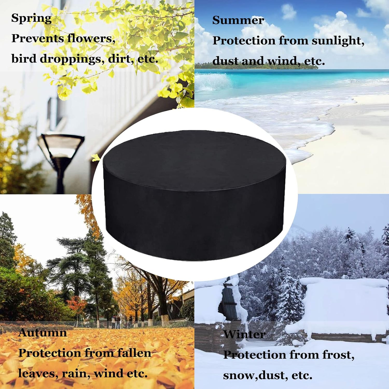 Table and Chairs Set Cover 106' D x 30' H, Outdoor Patio Furniture Covers, Waterproof BBQ Grill Cover, Dust Proof Sofa Cover Furniture Protective Cover (270x75cm)