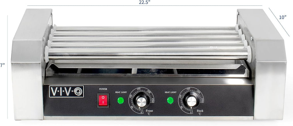 VIVO Electric 12 Hot Dog 5 Roller Grill Cooker Warmer, Stainless Steel, Commercial and Household 700W Machine, HOTDG-V005