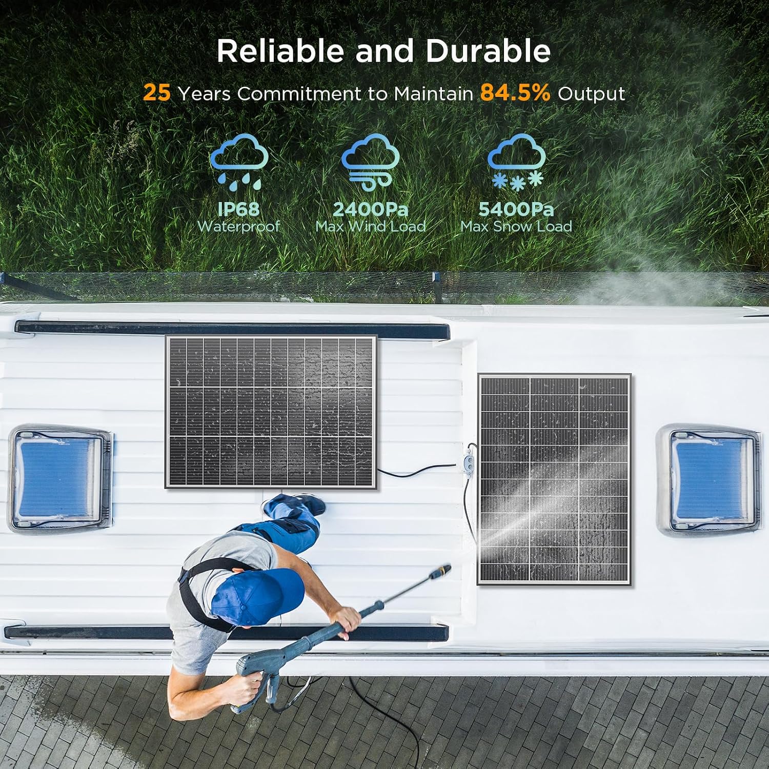 N-Type 100W 12V Solar Panel, 8-Pack (800W Total), 25% High-Efficiency Compact 16BB Monocrystalline Solar Panels for RV, Off-Grid, Cabin & Home Backup Power