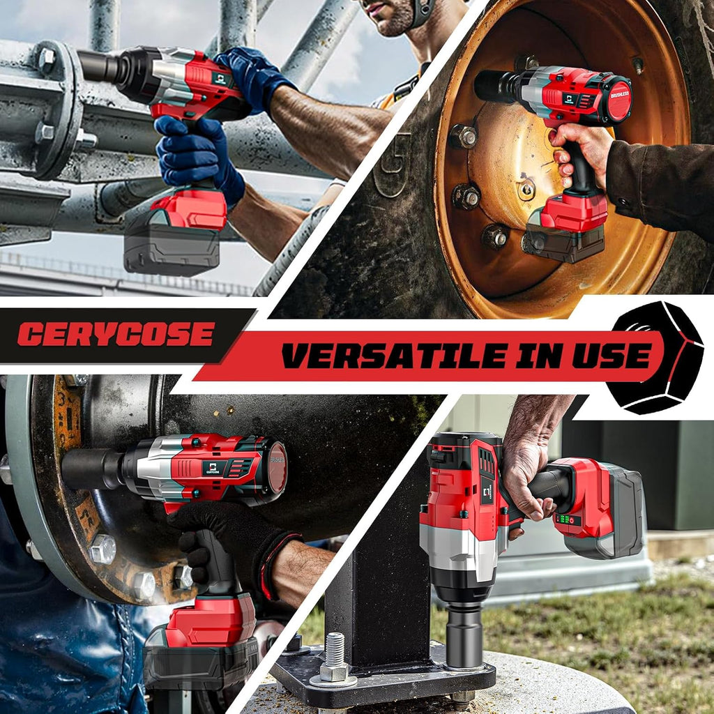 Cordless Impact Wrench 3/4 inch Compatible with Milwaukee Battery, Cerycose1850ft-lbs (2500N.m) Brushless Electric Impact Gun, High Torque Impact Driver, Bare Tool Only，Heavy-Duty Automotive